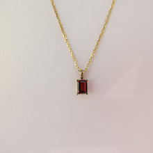 Load image into Gallery viewer, 9kt Gold Rectangle Garnet Pendant
