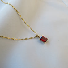 Load image into Gallery viewer, 9kt Gold Rectangle Garnet Pendant

