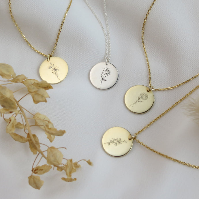 Birth Flower Pendant Necklace